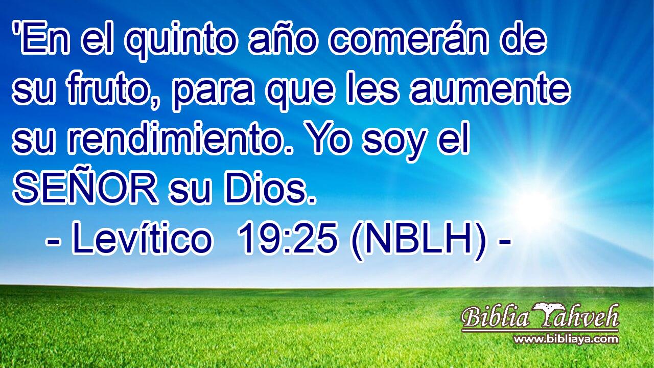  'En el quinto año comerán de su fruto, para que les aumente su rendimiento. Yo soy el SEÑOR su Dios. 