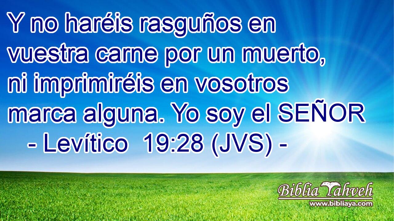 Y no haréis rasguños en vuestra carne por un muerto, ni imprimiréis en vosotros marca alguna. Yo soy el SEÑOR