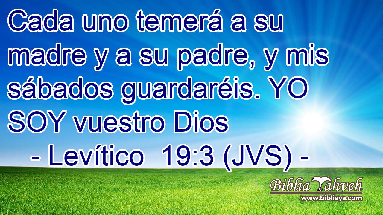 Cada uno temerá a su madre y a su padre, y mis sábados guardaréis. YO SOY vuestro Dios