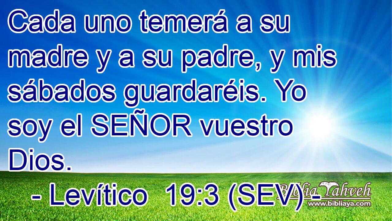 Cada uno temerá a su madre y a su padre, y mis sábados guardaréis. Yo soy el SEÑOR vuestro Dios.