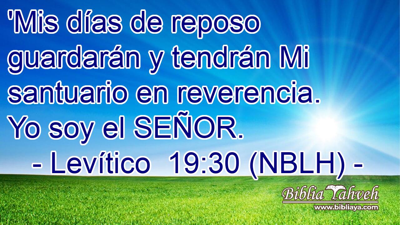  'Mis días de reposo guardarán y tendrán Mi santuario en reverencia. Yo soy el SEÑOR. 
