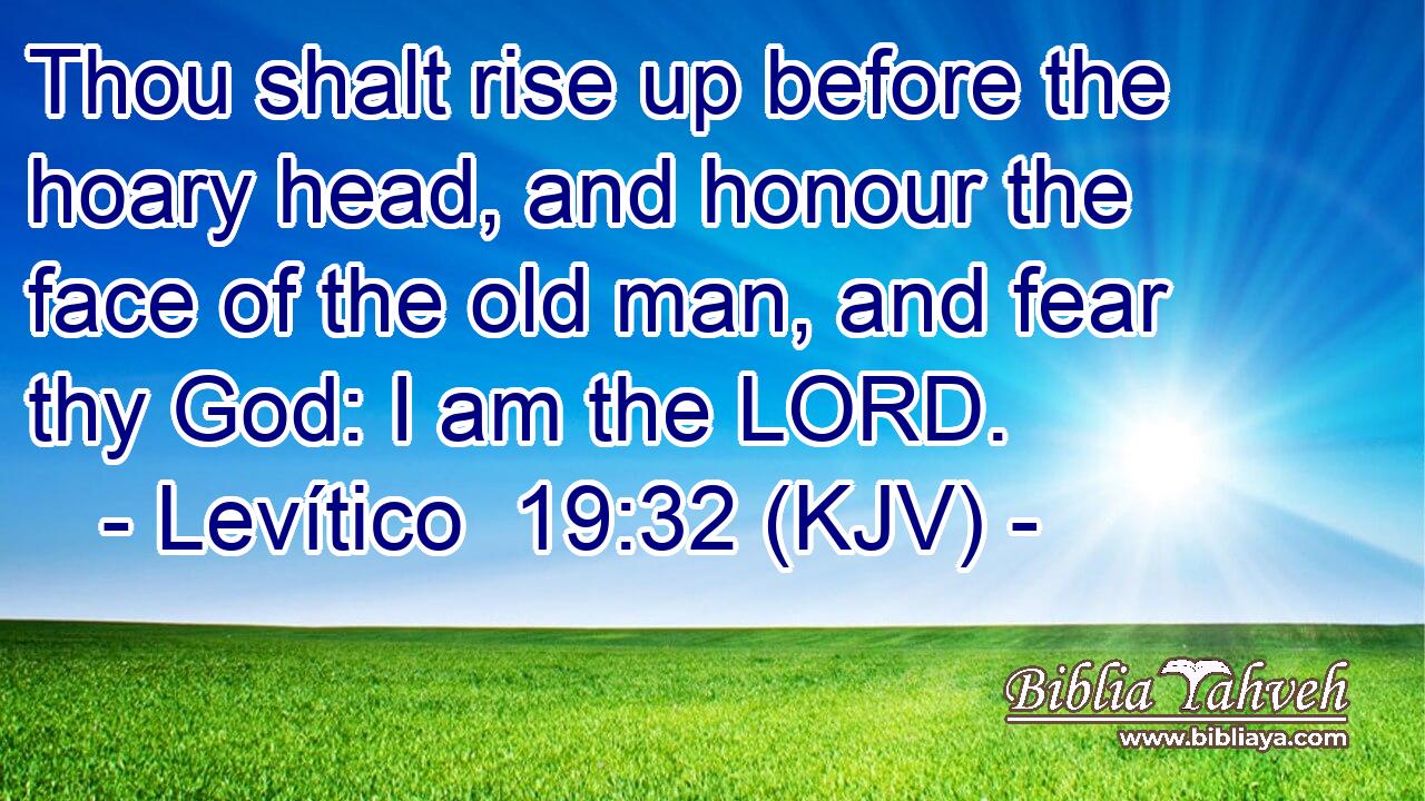 Thou shalt rise up before the hoary head, and honour the face of the old man, and fear thy God: I am the LORD.