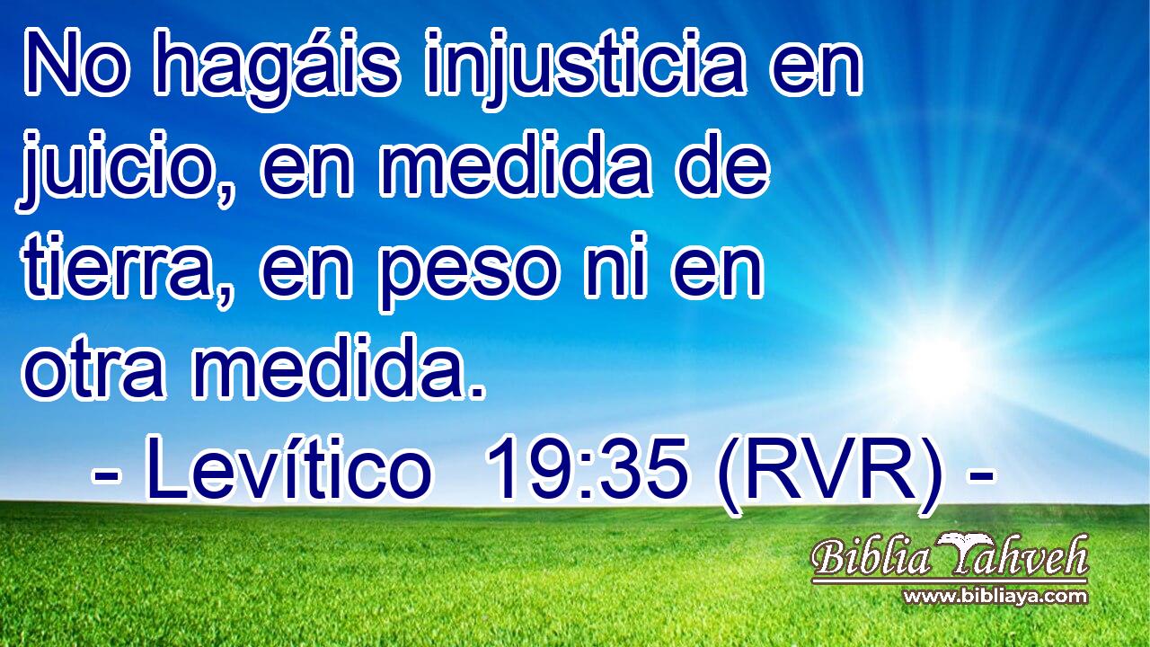 No hagáis injusticia en juicio, en medida de tierra, en peso ni en otra medida.
