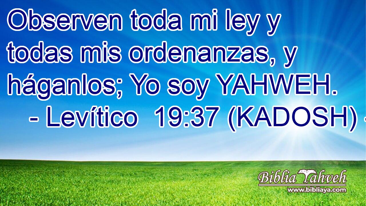  Observen toda mi ley y todas mis ordenanzas, y háganlos; Yo soy YAHWEH. 