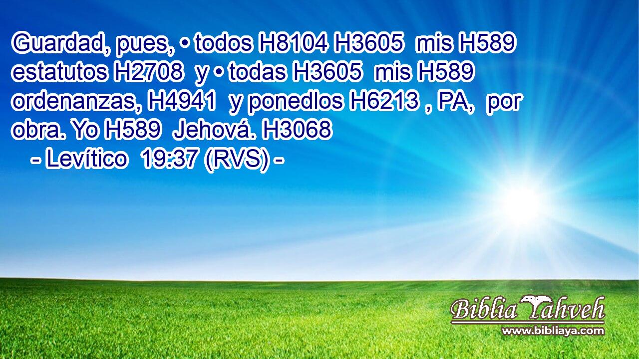 Guardad, pues, • todos H8104 H3605  mis H589  estatutos H2708  y • todas H3605  mis H589  ordenanzas, H4941  y ponedlos H6213 , PA,  por obra. Yo H589  Jehová. H3068  