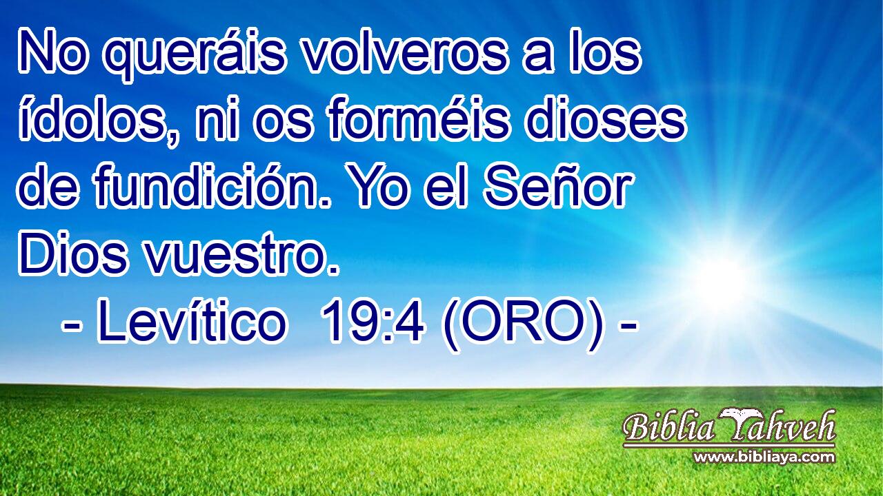  No queráis volveros a los ídolos, ni os forméis dioses de fundición. Yo el Señor Dios vuestro. 