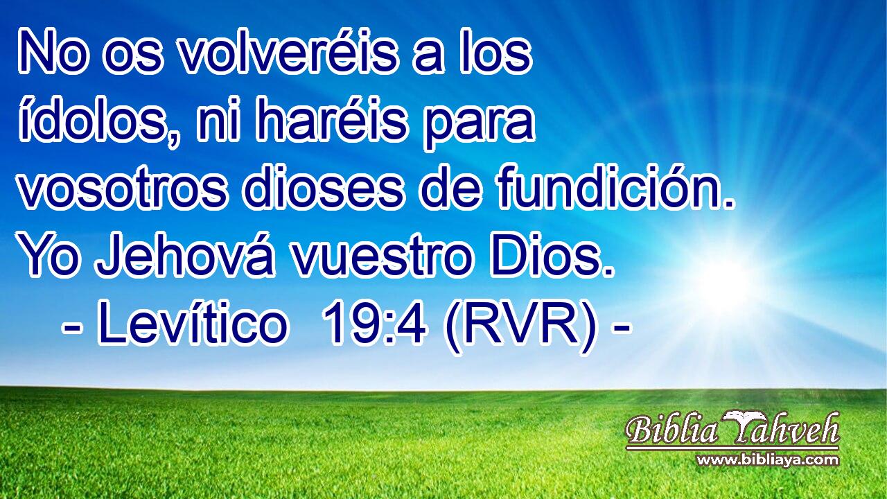 No os volveréis a los ídolos, ni haréis para vosotros dioses de fundición. Yo Jehová vuestro Dios.