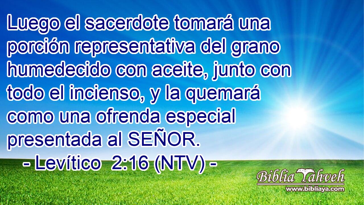 Luego el sacerdote tomará una porción representativa del grano humedecido con aceite, junto con todo el incienso, y la quemará como una ofrenda especial presentada al SEÑOR.