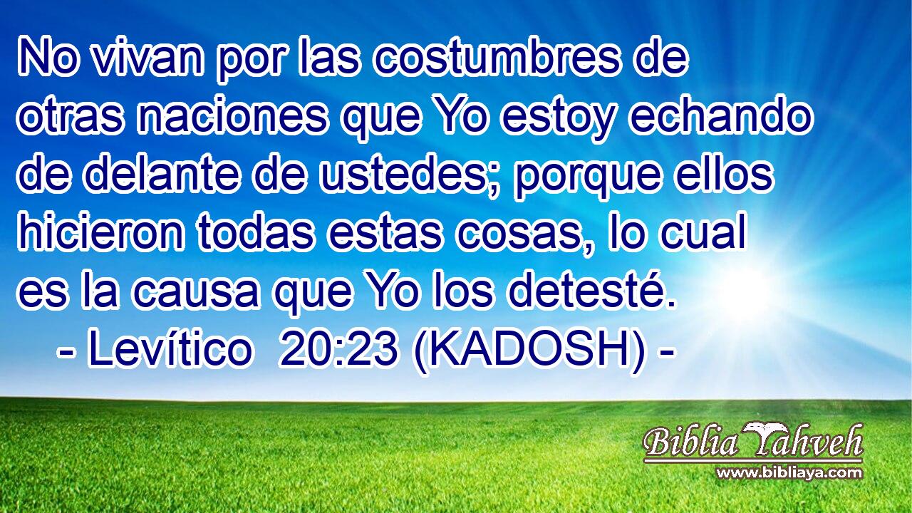  No vivan por las costumbres de otras naciones que Yo estoy echando de delante de ustedes; porque ellos hicieron todas estas cosas, lo cual es la causa que Yo los detesté. 