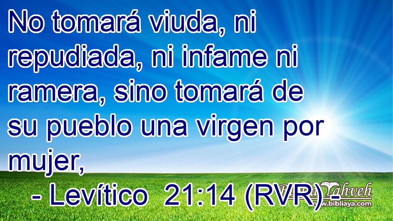 No tomará viuda, ni repudiada, ni infame ni ramera, sino tomará de su pueblo una virgen por mujer,