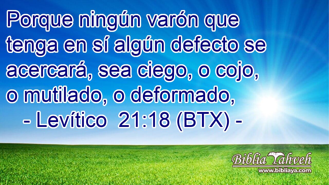 Porque ningún varón que tenga en sí algún defecto se acercará, sea ciego, o cojo, o mutilado, o deformado,