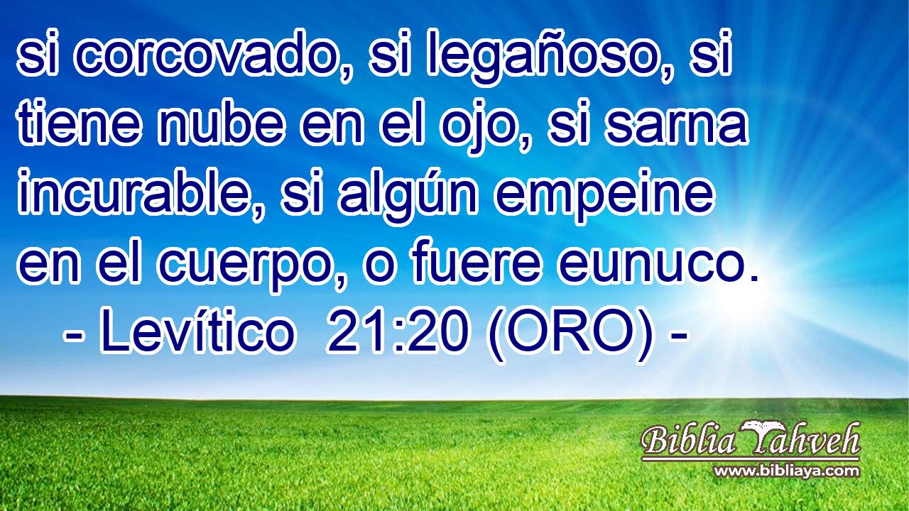  si corcovado, si legañoso, si tiene nube en el ojo, si sarna incurable, si algún empeine en el cuerpo, o fuere eunuco. 