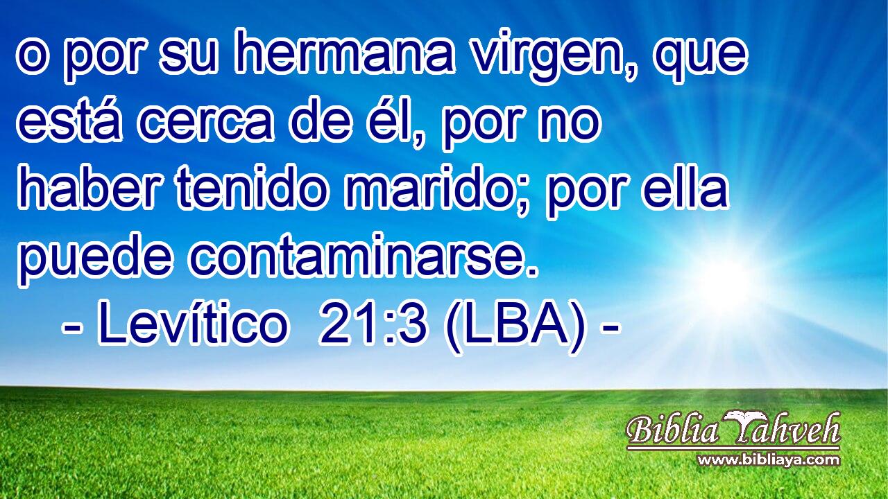 o por su hermana virgen, que está cerca de él, por no haber tenido marido; por ella puede contaminarse.