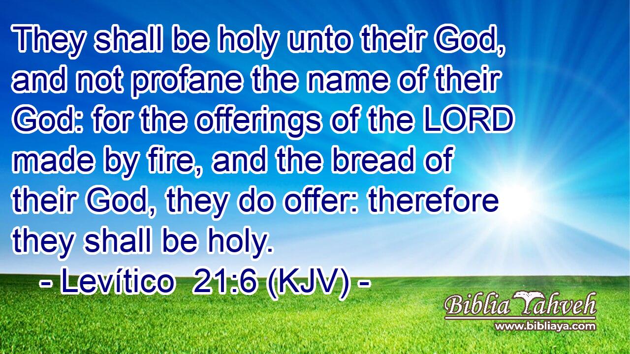 They shall be holy unto their God, and not profane the name of their God: for the offerings of the LORD made by fire, and the bread of their God, they do offer: therefore they shall be holy.