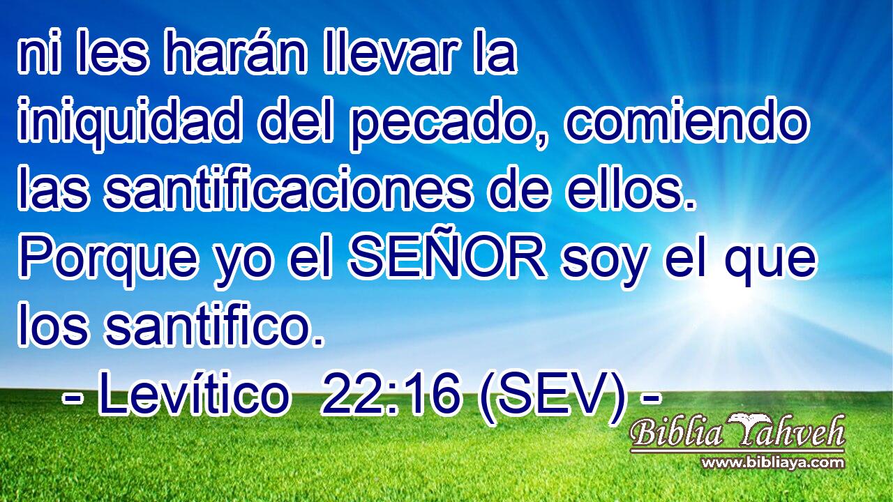 ni les harán llevar la iniquidad del pecado, comiendo las santificaciones de ellos. Porque yo el SEÑOR soy el que los santifico.