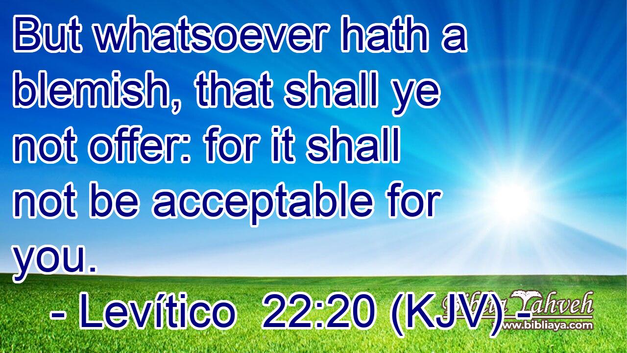 But whatsoever hath a blemish, that shall ye not offer: for it shall not be acceptable for you.