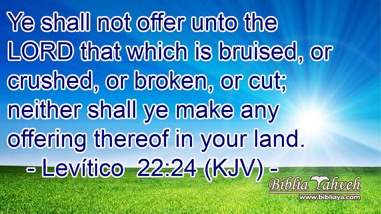 Ye shall not offer unto the LORD that which is bruised, or crushed, or broken, or cut; neither shall ye make any offering thereof in your land.