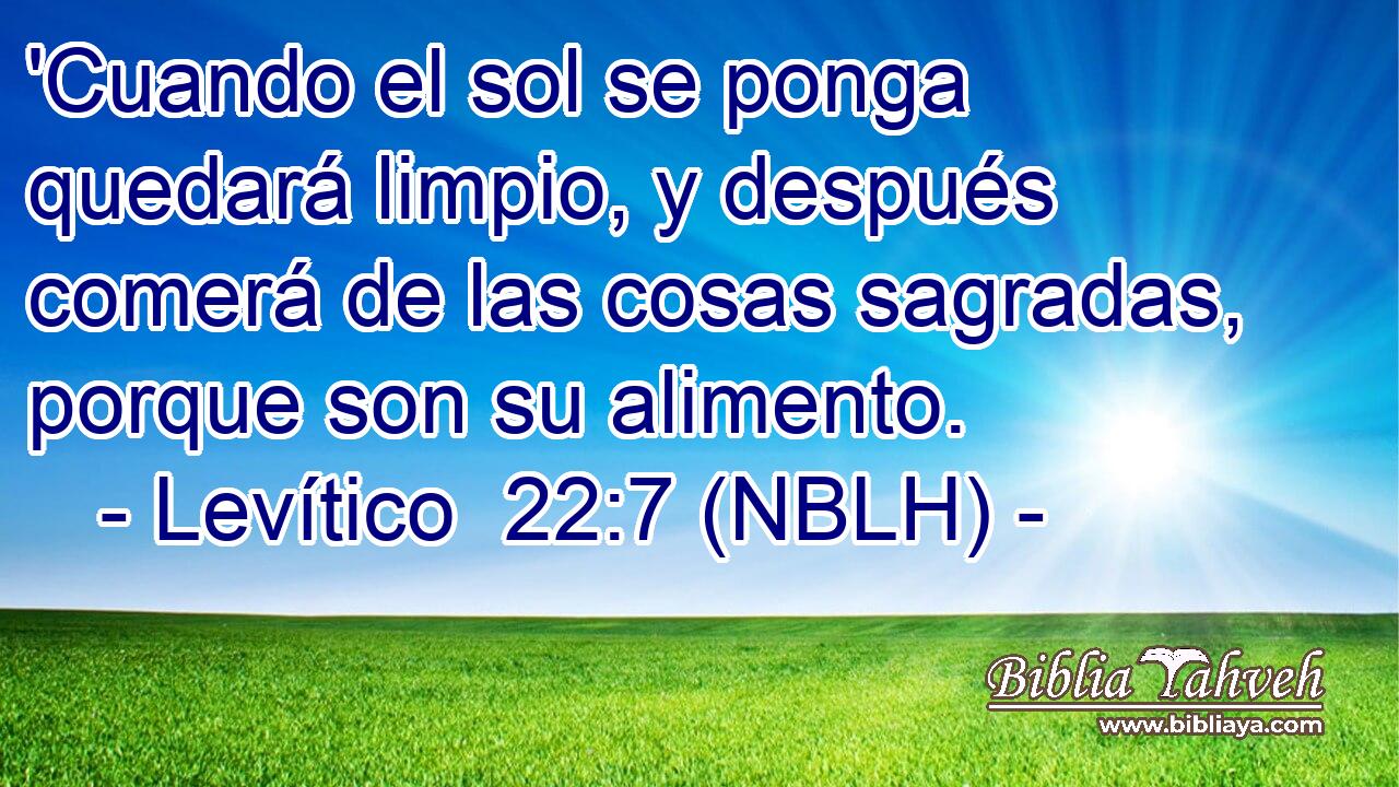  'Cuando el sol se ponga quedará limpio, y después comerá de las cosas sagradas, porque son su alimento. 
