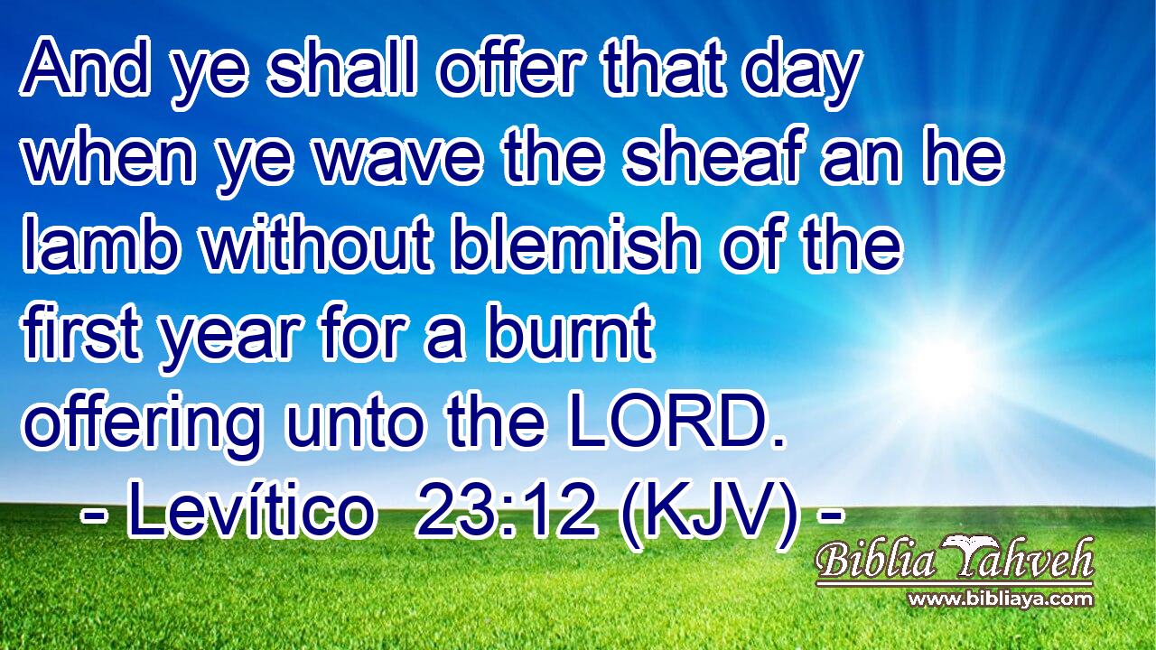 And ye shall offer that day when ye wave the sheaf an he lamb without blemish of the first year for a burnt offering unto the LORD.