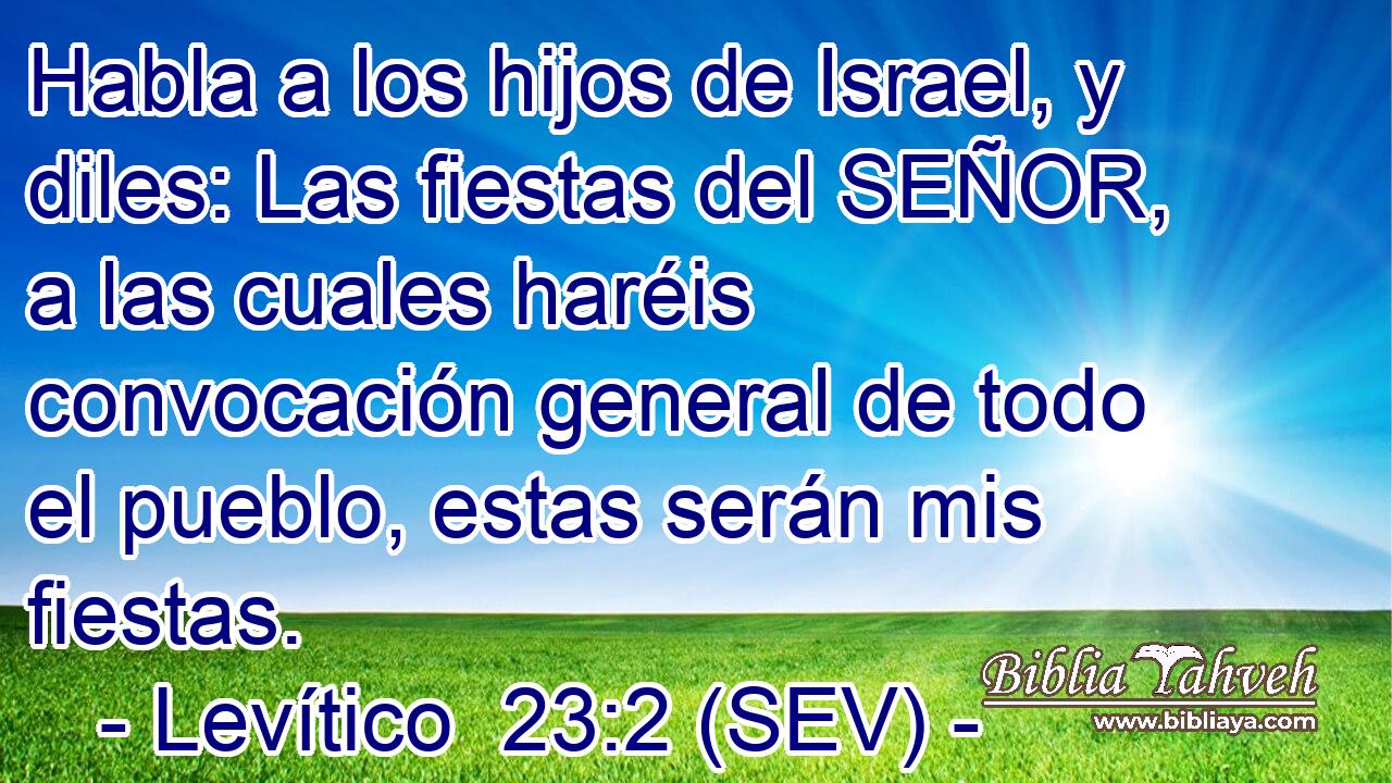 Habla a los hijos de Israel, y diles: Las fiestas del SEÑOR, a las cuales haréis convocación general de todo el pueblo, estas serán mis fiestas.