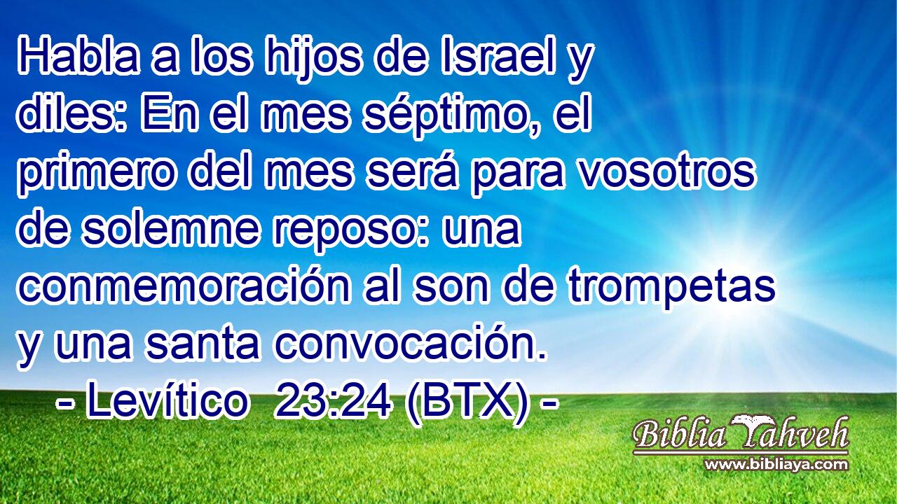 Habla a los hijos de Israel y diles: En el mes séptimo, el primero del mes será para vosotros de solemne reposo: una conmemoración al son de trompetas y una santa convocación.