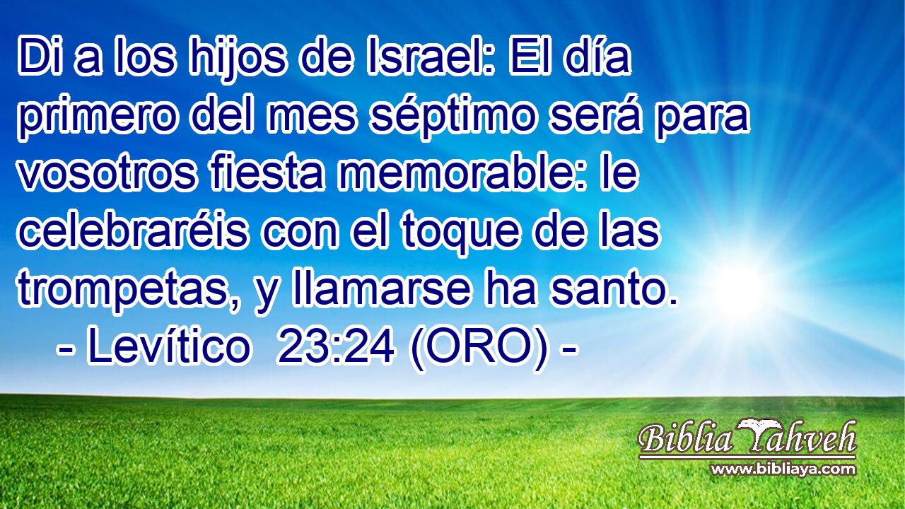  Di a los hijos de Israel: El día primero del mes séptimo será para vosotros fiesta memorable: le celebraréis con el toque de las trompetas, y llamarse ha santo. 