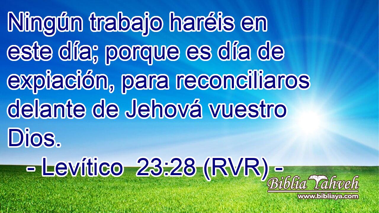Ningún trabajo haréis en este día; porque es día de expiación, para reconciliaros delante de Jehová vuestro Dios.