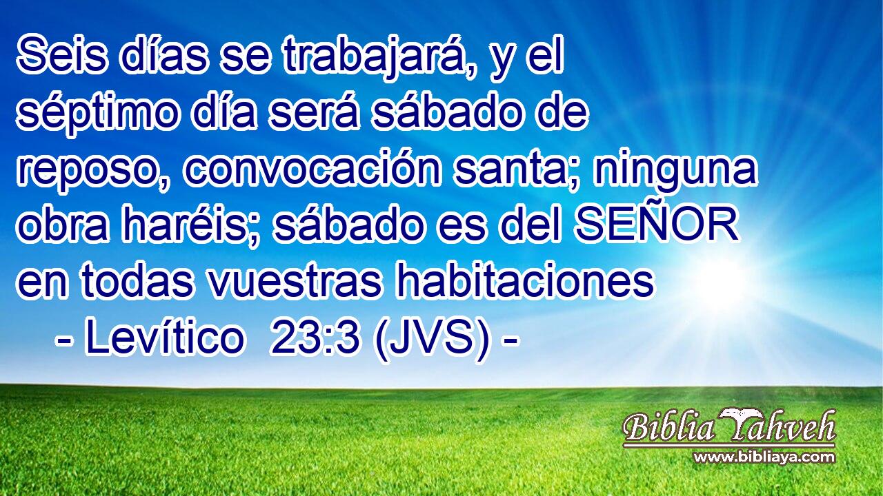 Seis días se trabajará, y el séptimo día será sábado de reposo, convocación santa; ninguna obra haréis; sábado es del SEÑOR en todas vuestras habitaciones
