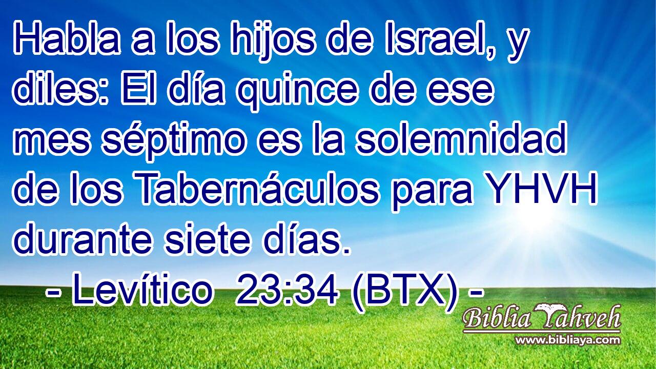 Habla a los hijos de Israel, y diles: El día quince de ese mes séptimo es la solemnidad de los Tabernáculos para YHVH durante siete días.