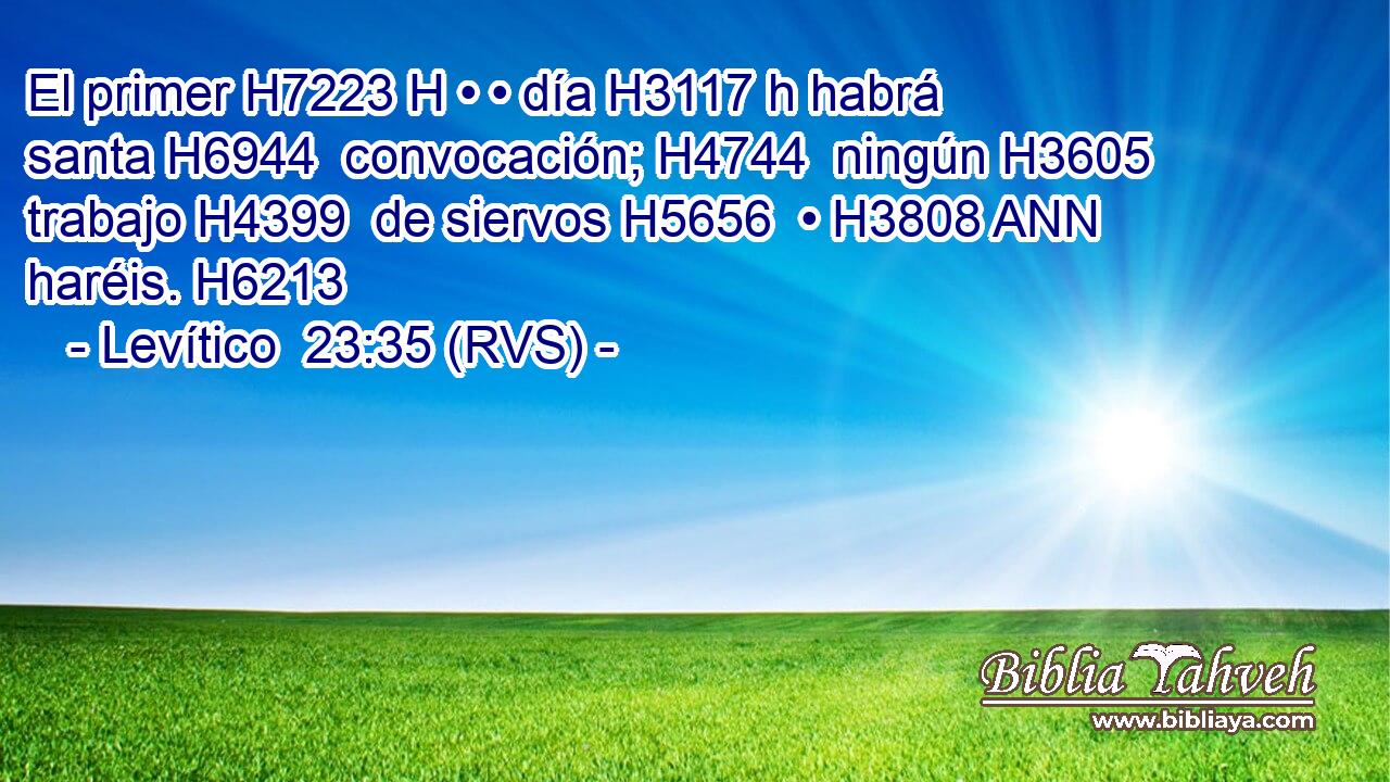 El primer H7223 H • • día H3117 h habrá santa H6944  convocación; H4744  ningún H3605  trabajo H4399  de siervos H5656  • H3808 ANN haréis. H6213  