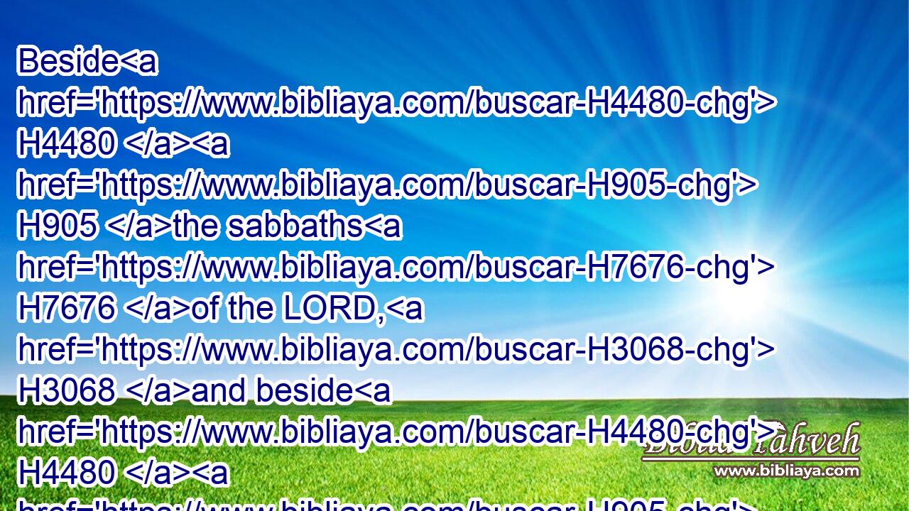 Beside H4480  H905 the sabbaths H7676 of the LORD, H3068 and beside H4480  H905 your gifts, H4979 and beside H4480  H905 all H3605 your vows, H5088 and beside H4480  H905 all H3605 your freewill offerings, H5071 which H834 ye give H5414 unto the LORD.H3068