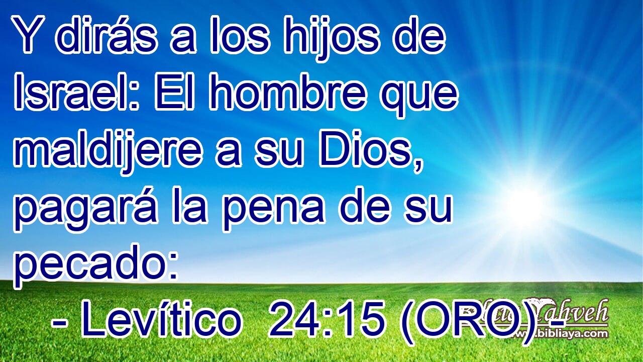  Y dirás a los hijos de Israel: El hombre que maldijere a su Dios, pagará la pena de su pecado: 