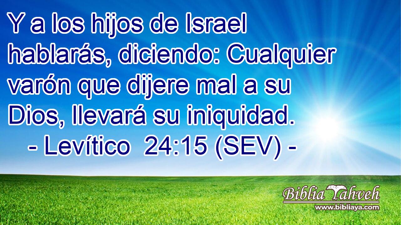 Y a los hijos de Israel hablarás, diciendo: Cualquier varón que dijere mal a su Dios, llevará su iniquidad.