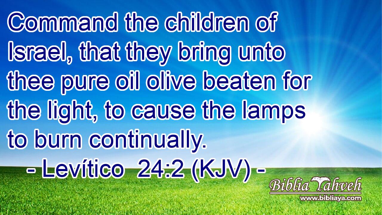 Command the children of Israel, that they bring unto thee pure oil olive beaten for the light, to cause the lamps to burn continually.