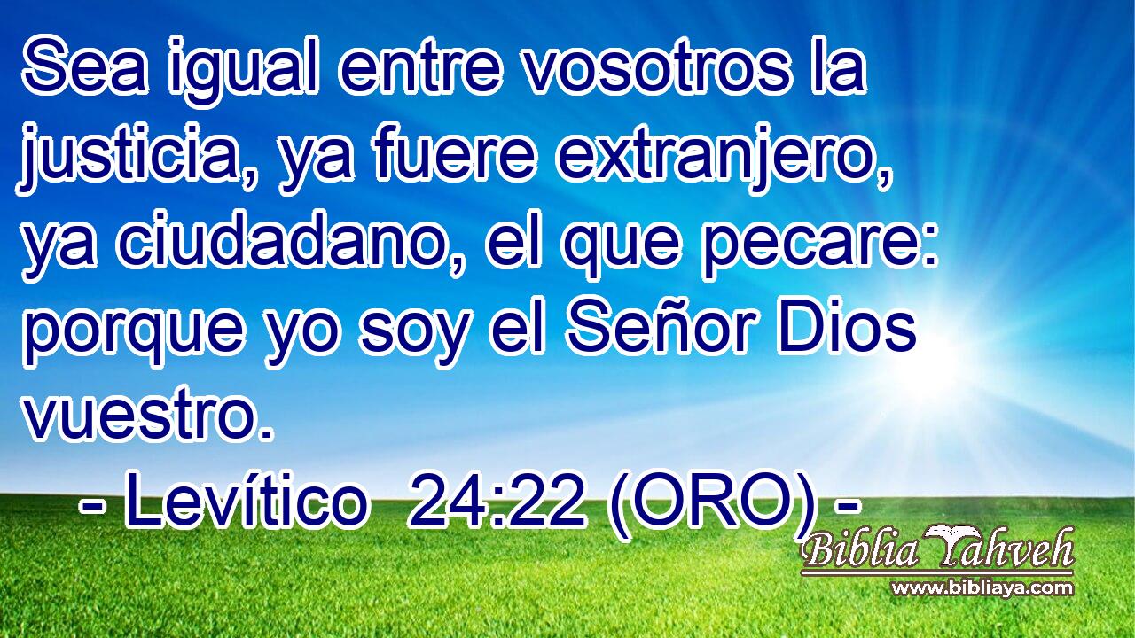  Sea igual entre vosotros la justicia, ya fuere extranjero, ya ciudadano, el que pecare: porque yo soy el Señor Dios vuestro. 