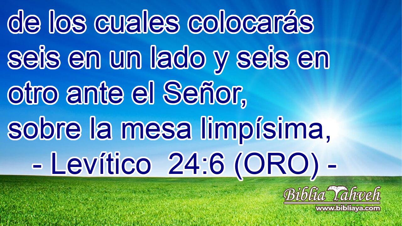  de los cuales colocarás seis en un lado y seis en otro ante el Señor, sobre la mesa limpísima, 