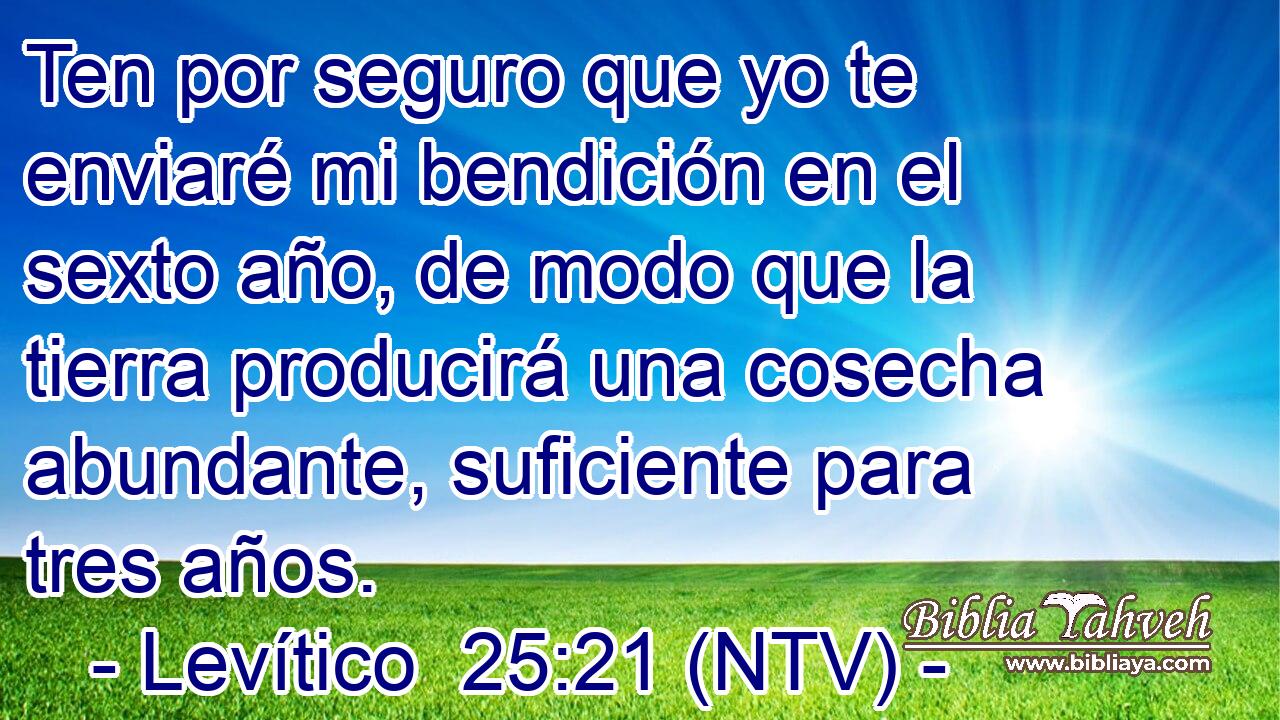 Ten por seguro que yo te enviaré mi bendición en el sexto año, de modo que la tierra producirá una cosecha abundante, suficiente para tres años.