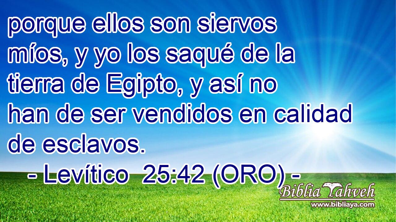  porque ellos son siervos míos, y yo los saqué de la tierra de Egipto, y así no han de ser vendidos en calidad de esclavos. 