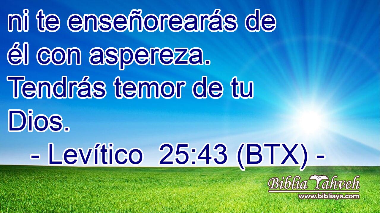 ni te enseñorearás de él con aspereza. Tendrás temor de tu Dios.