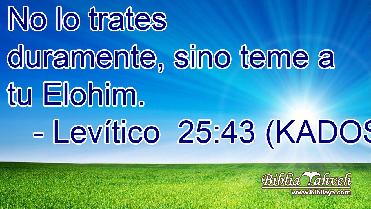  No lo trates duramente, sino teme a tu Elohim. 