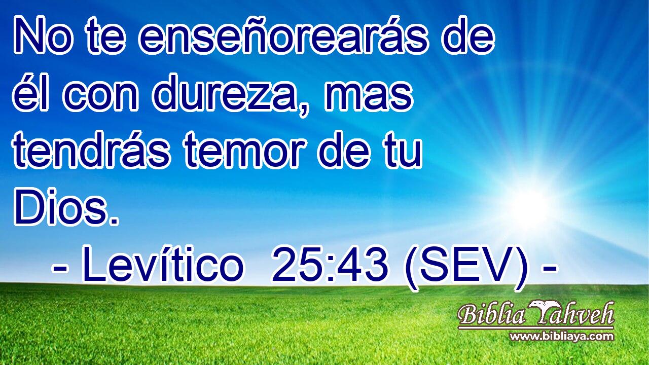 No te enseñorearás de él con dureza, mas tendrás temor de tu Dios.
