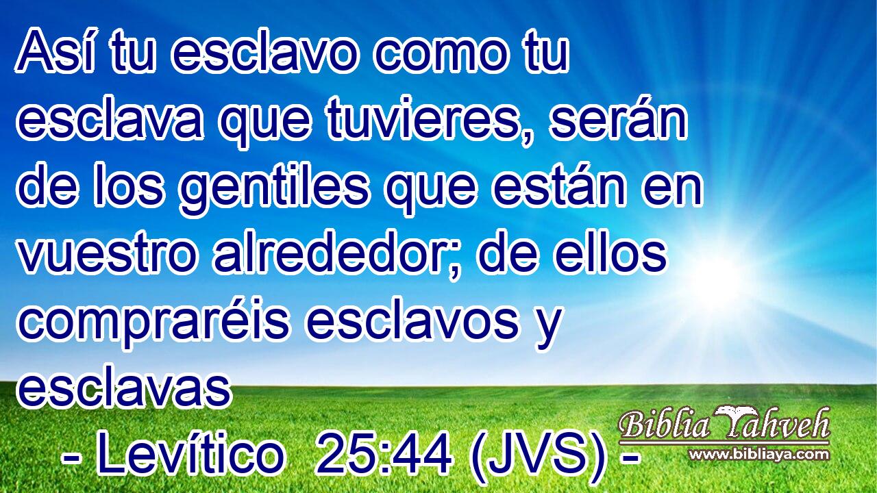 Así tu esclavo como tu esclava que tuvieres, serán de los gentiles que están en vuestro alrededor; de ellos compraréis esclavos y esclavas