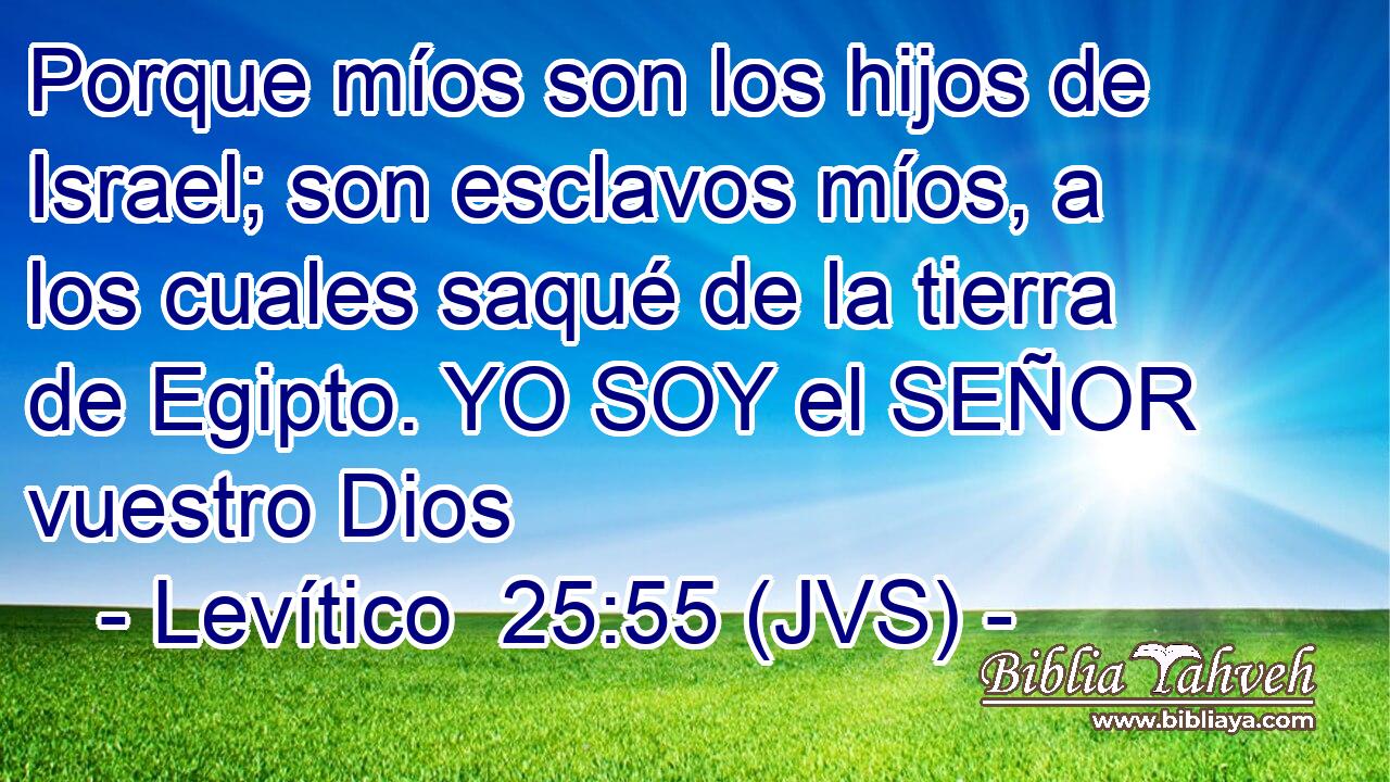 Porque míos son los hijos de Israel; son esclavos míos, a los cuales saqué de la tierra de Egipto. YO SOY el SEÑOR vuestro Dios