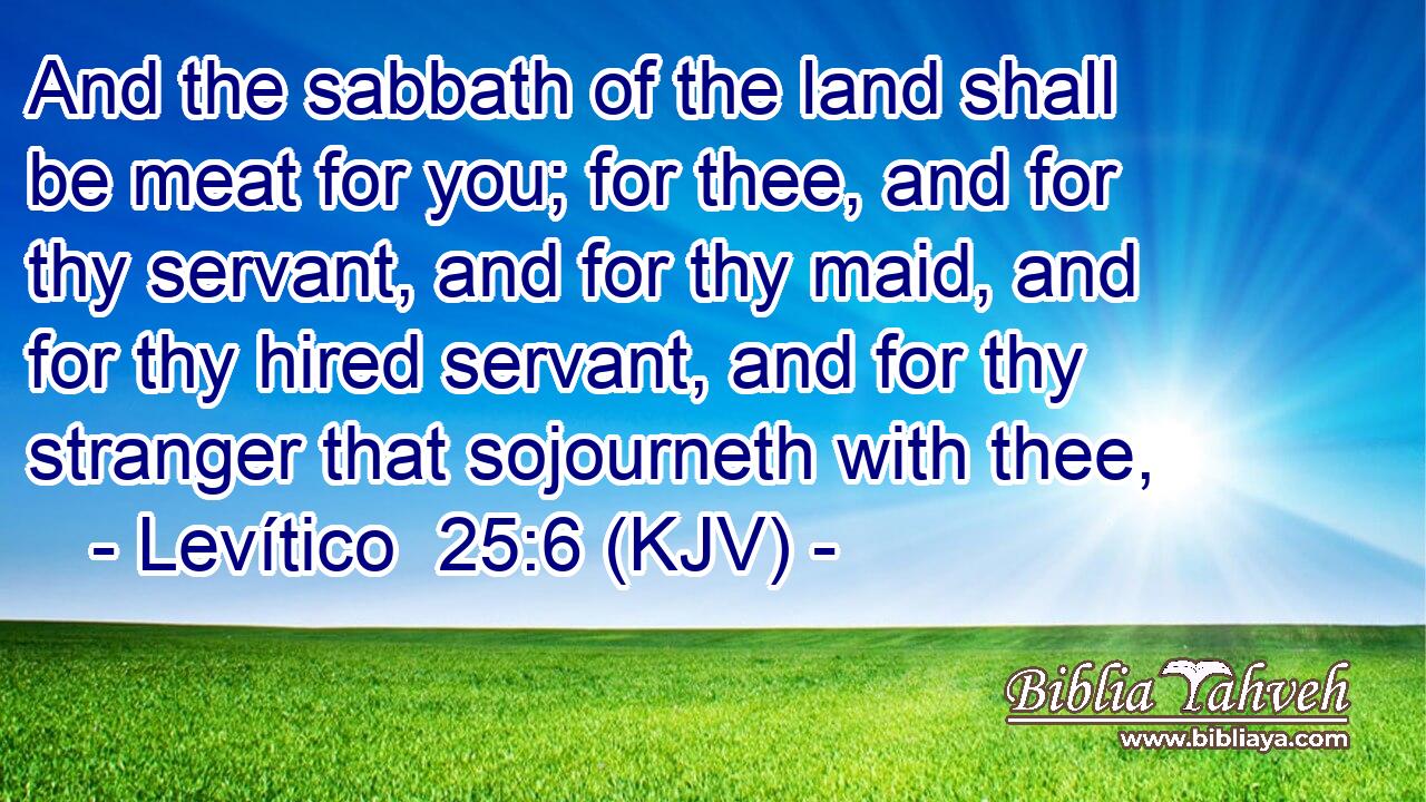 And the sabbath of the land shall be meat for you; for thee, and for thy servant, and for thy maid, and for thy hired servant, and for thy stranger that sojourneth with thee,