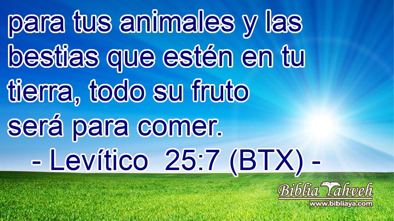 para tus animales y las bestias que estén en tu tierra, todo su fruto será para comer.