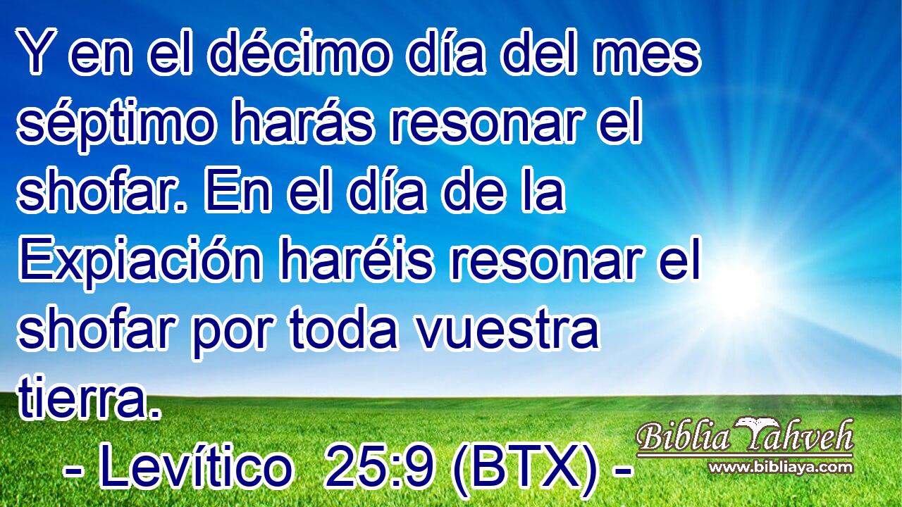Y en el décimo día del mes séptimo harás resonar el shofar. En el día de la Expiación haréis resonar el shofar por toda vuestra tierra.