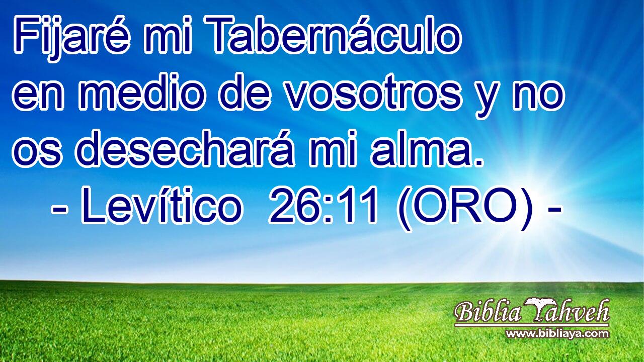  Fijaré mi Tabernáculo en medio de vosotros y no os desechará mi alma. 