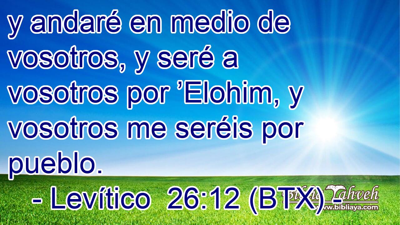 y andaré en medio de vosotros, y seré a vosotros por ’Elohim, y vosotros me seréis por pueblo.