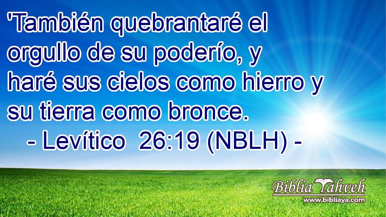  'También quebrantaré el orgullo de su poderío, y haré sus cielos como hierro y su tierra como bronce. 