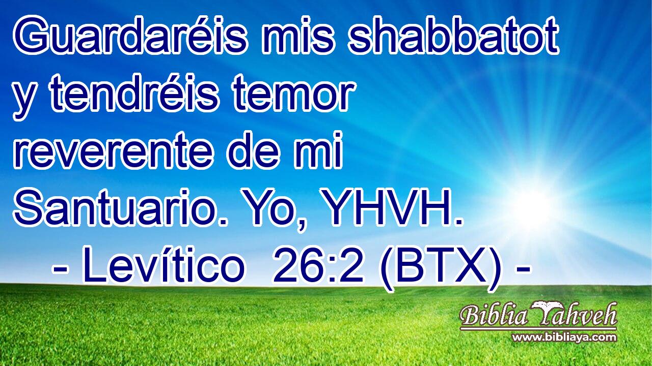 Guardaréis mis shabbatot y tendréis temor reverente de mi Santuario. Yo, YHVH.